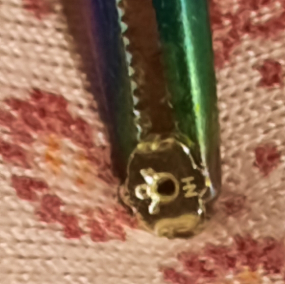 NWT AUTHENTIC SEXXY SAPPHIRE SEPT BIRTHSTONE STUD EARRINGS SOLID 10K YELLOW GOLD - Picture 3 of 7